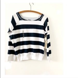 Rag Wear USA Off Shoulder Navy White Striped Top M